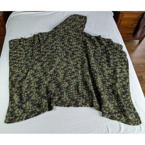 Crochet Camouflage Hooded‎ Blanket 74x43 Robe Handmade Hunter Cabin Afghan Throw